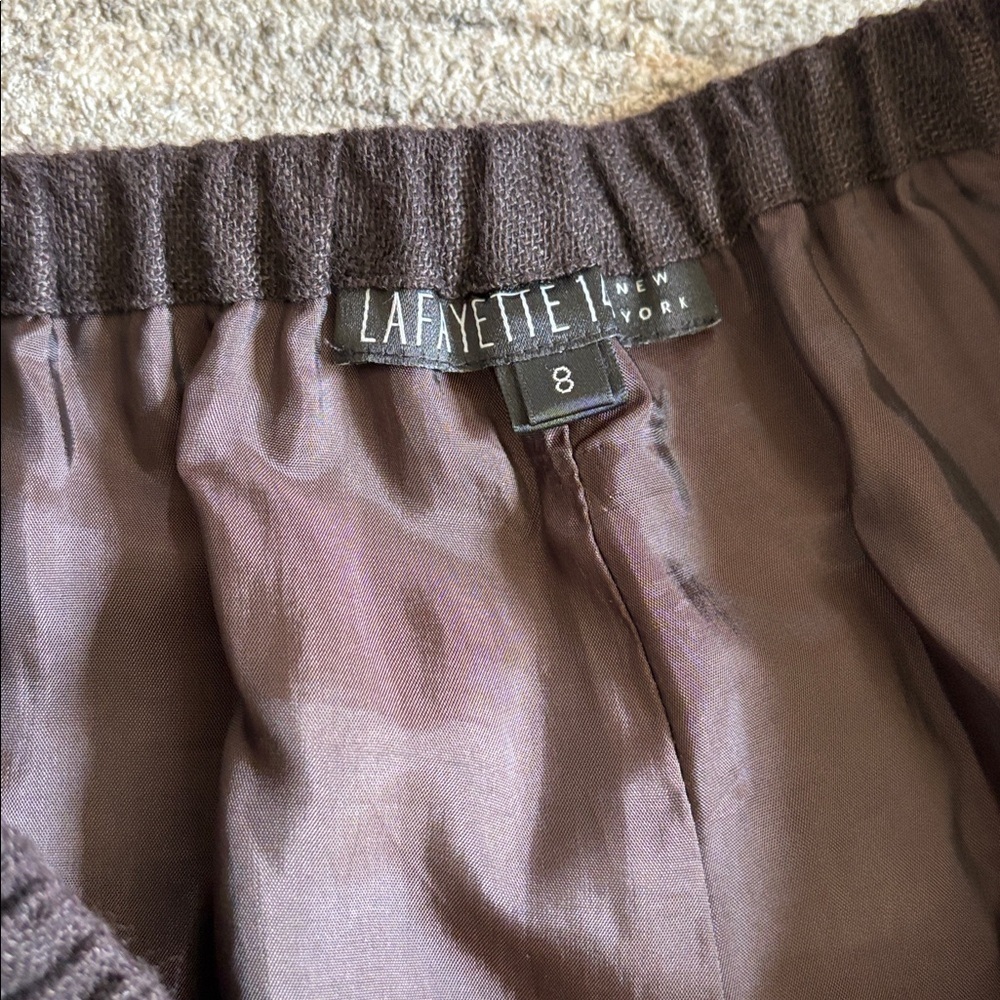 Lafayette 148 women’s size 8 Wide-Leg Linen Pants - chocolate brown - lined - Picture 3 of 6